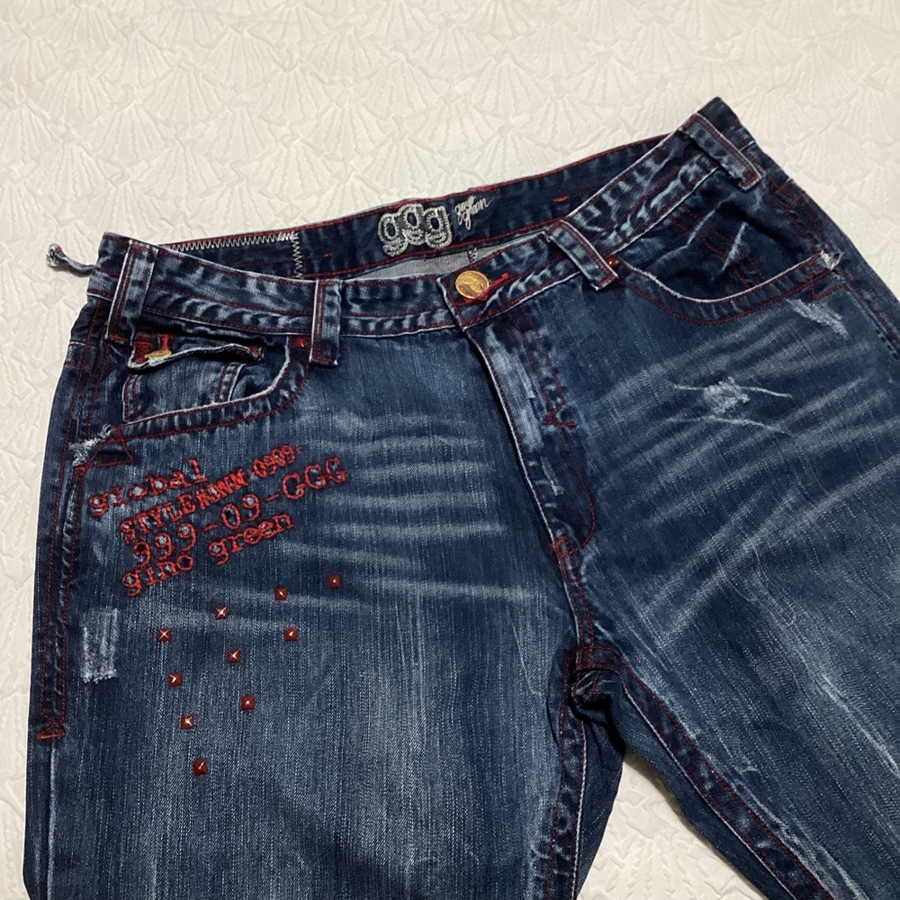 VTG Gino Green Global Distressed Jeans